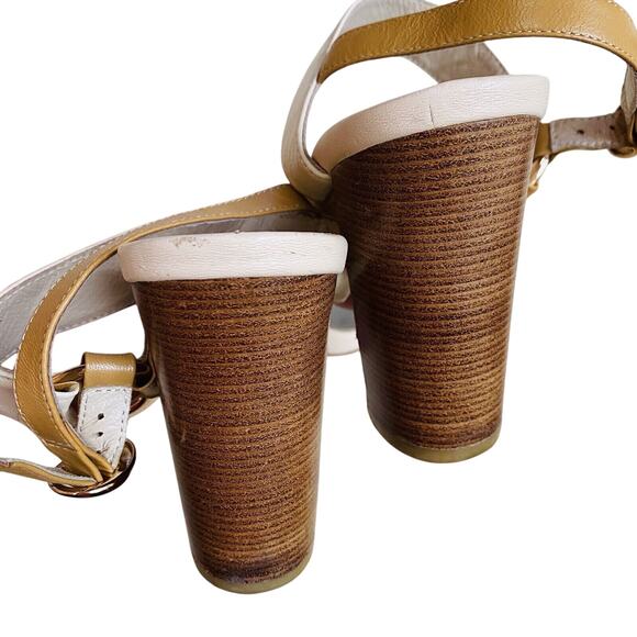 Modpa Tofa Shoes High Heel Sandals Tan Cream Leather Strappy Elegant EU size 37 - Picture 5 of 11